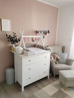 a baby crib in the corner of a room