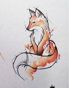 a drawing of a fox sitting on top of a table