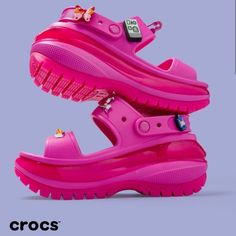 Barbie Crocs Mega Crush Sandals Online Exclusive Out Of Stock Hard To Find Barbie Pink Color Mega Crush Sandal Details: If You're In Between Sizes, We Recommend Sizing Down. Unique 2.4-Inch / 6.13cm Height, Measured From Floor To Heel Rest Two-Strap Upper And Secure Backstrap Updated, Enhanced Rubber Tread Textured Detailing Around The Heel, Toe Box And Collar Customizable With Jibbitz Charms Iconic Crocs Comfort: Lightweight. Flexible. 360-Degree Comfort. Pink Synthetic Platform Jelly Sandals, Pink Platform Jelly Sandals In Synthetic, Pink Platform Jelly Sandals In Synthetic Material, Pink Platform Jelly Sandals With Synthetic Material, Pink Platform Jelly Sandals For Beach, Pink Synthetic Jelly Sandals With Cushioned Footbed, Trendy Pink Ankle Strap Jelly Sandals, Croc Mega Crush, Ankle Sandals Flat