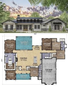 the floor plan for this modern house is very large and has lots of space to put in