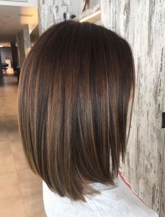 Round Lob Haircut, Dark Long Bob Hairstyles, Long Bob Hairstyles Dark Hair, Balayage Bob Brunette Caramel, Long Bob Dark Hair, Bob Balayage Brunette, Long Bob Highlights, Long Bob Brown Hair, Dark Brown Bob Haircut