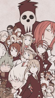 an anime character surrounded by many other characters