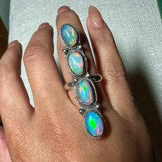 Genuine Natural High Grade Ethiopian Welo Opals! Solid 925 Sterling Silver Artisan/Silversmithed In California New Size 6 Other Sizes Available For Preorder Natural High, Ring Color, Opal Ring, Welo Opal, Dream Jewelry, Opal Rings, Womens Jewelry Rings, Solid 925 Sterling Silver, High Grade