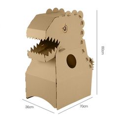 a cardboard box with an open mouth and teeth