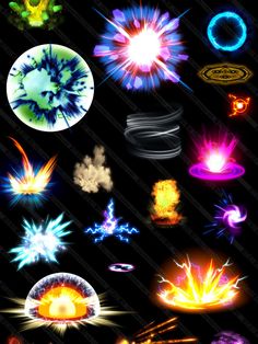 an image of different types of fireworks