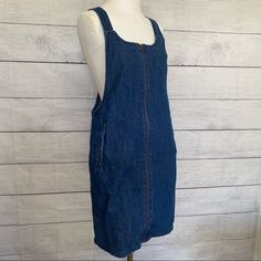 Forever 21 Denim Overall Dress Sleeveless Denim Dress With Back Zipper, Spring Cotton Denim Dress With Back Zipper, Summer Cotton Denim Dress With Back Zipper, Casual Denim Dress With Back Zipper, Blue Denim Dress With Back Zipper, Trendy Summer Denim Dress With Back Zipper, Medium Wash Denim Dress With Back Zipper, Mini Denim Dress With Back Zipper, Forever 21 Mini Denim Dress