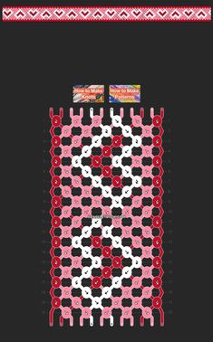 a cross stitch pattern in red, white and black