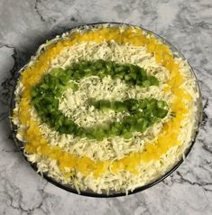 a close up of a taco dip on a plate with the title text overlay