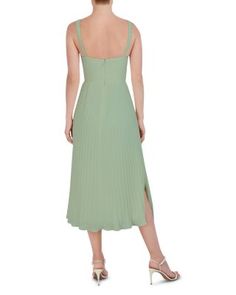 Day Cutout Pleated Sleeveless Dress Sleeveless Pleated Midi Dress For Garden Party, Sleeveless Pleated Bodice Midi Dress For Garden Party, Elegant Sleeveless Midi Dress For Garden Party, Summer Sleeveless Dress With Pleated Bodice, Elegant Green Sleeveless Dress For Garden Party, Pleated Sleeveless Midi Sundress, Shopping Day, Dresses Online, Sleeveless Dress