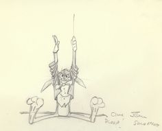 a drawing of a person on a pole with two hands in the air and one hand up above their head