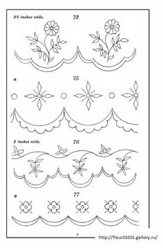 the instructions for how to draw flowers and leaves in embroidery, with pictures on each side