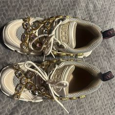 Gucci Crystal Sneakers Excellent Condition Original Gucci Brand Can Remove The Crystal Straps Gucci Brand, Gucci Shoes, Womens Shoes Sneakers, Shoes Sneakers, Gucci, Women Shoes, Sneakers, The Originals, Crystals