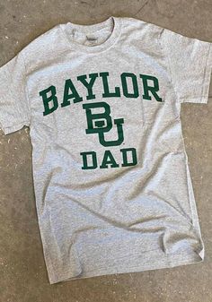 Baylor Bears Grey Dad Graphic Short Sleeve T Shirt - 22784563 Collegiate Style Athletic Heather T-shirt With Letter Print, Collegiate Letter Print T-shirt In Athletic Heather, Collegiate Athletic Heather Tops With Letter Print, Athletic Heather Collegiate Top With Letter Print, Athletic Heather Cotton T-shirt For Fans, Casual T-shirt For Game Day On Father's Day, Gray Letter Print T-shirt For Fan Gear, Heather Grey T-shirt With Letter Print For Fans, Cotton T-shirt For Game Day On Father's Day