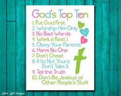 a poster with the words god's top ten on it