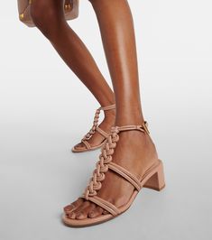 Calf Leather Sandals With Wrapped Heel And Round Toe, Chic Blush Leather Sandals, Blush Leather Open Heel Shoes, Blush Leather Open Heel Heels, Summer Calf Leather Slingback Sandals With Sculpted Heel, Blush Leather Ankle Strap Heels, Blush Leather Sandals For Summer, Blush Sandals With Heel Strap And Open Heel, Blush Sandals With Heel Strap