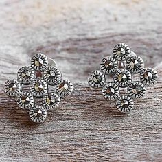 Marcasite button earrings, 'Looking Good' - Marcasite and Sterling Silver Button Earrings from Thailand The Dazzling, Dazzling Earrings, Silver Button, Button Earrings, Silver Buttons, Looking Good, Ladies Tops Fashion, Post Earrings, Premium Quality