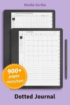 the printable planner is shown on top of a purple background