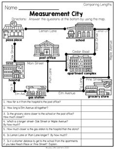 the measurement city worksheet for students to practice their math skills and help them understand what they are doing