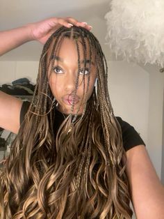 Natural Color Box Braids, Ash Blonde French Curl Braids, Expression Hair Braids, Light Brown French Curl Braids, Ash Brown Braids, Light Brown Box Braids, Braids Light Brown, Birthday Braids