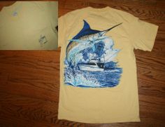 Original Guy Harvey SwordFish pocket T-Shirt Men Small-BlueWater fishing/boating Fishing Boats, Shirt Men, Cotton Tshirt