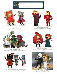 an image of some cartoon characters in different costumes