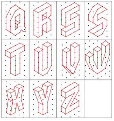 Pixel Art 3D : Minecraft & alphabet - Classe à deux Minecraft Alphabet, Pixel Art Isometric, Motifs Blackwork, 3d Pencil Drawings, Typography Drawing, Graph Paper Designs, Geometric Font, Pixel Font, Graph Paper Drawings