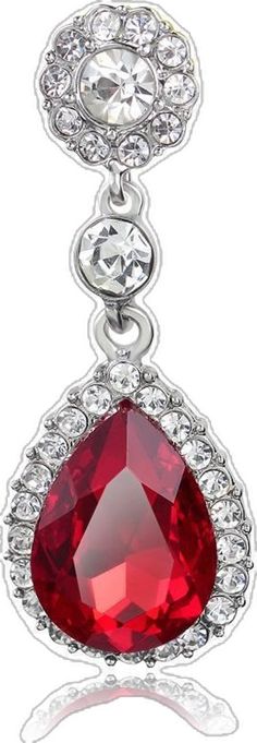 Elegant Red Pendant Earrings, Red Diamond Accented Jewelry For Evening, Red Teardrop Jewelry With Diamond Accents, Red Pendant Earrings For Anniversary, Red Diamond Cut Earrings For Formal Occasions, Earrings White Gold, Earrings White, Ruby Diamond, Red Ruby