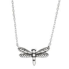 "Add a fun touch to your casual attire with this sterling silver dragonfly pendant necklace. Add a fun touch to your casual attire with this sterling silver dragonfly pendant necklace. Pendant size: 10.04 mm x 16.6 mm Chain length: 16 in. + 2-in. extender Chain type: cable Metal: sterling silver Plating: rhodium Finish: oxidized Packaging: boxed Size: 16"". Color: Grey. Gender: female. Age Group: adult." Adjustable Sterling Silver Dragonfly Necklace, Casual Hypoallergenic Sterling Silver Jewelry, Casual Sterling Silver Jewelry, Sterling Silver Dragonfly Necklace, Silver Dragonfly Necklace, Dragonfly Necklace, Dragonfly Pendant, Casual Attire, Chain Lengths