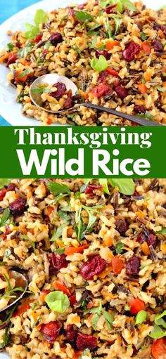 thanksgiving wild rice salad on a white plate