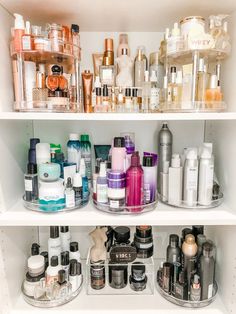 the shelves are filled with many different types of beauty products