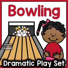 a red and white sign that says bowling dramatic play set