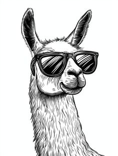 a llama wearing sunglasses with the word alpaca on it's face