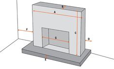 a drawing of a fireplace with measurements for the front and back sides, including the top