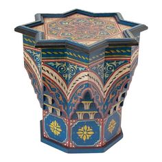 an intricately painted box is shown against a white background