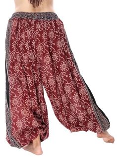 4.5 Yard Full Pantaloon Harem Pants with Print in Burgundy Bohemian Festive Harem Bottoms, Red Harem Pants For Festival, Festive Bollywood Style Harem Pants, Traditional Ankle-length Harem Pants For Festivals, Bollywood Style Harem Bottoms For Festivals, Traditional Full-length Harem Pants For Festival, Bollywood Style Harem Pants For Festivals, Waiting List, India And Pakistan