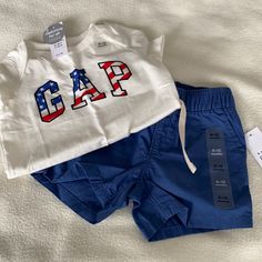 Ready To Celebrate The Red, White Snd Blue! Baby Gap White Onesie And Blue Shorts. Both Size 6-12 Months. Excellent New Condition And Comes From A Smoke Free Environment. Nwt Gap Cotton Summer Sets, Casual Gap Sets For Spring, Casual Gap Playwear Sets, Gap Casual Playwear Sets, Summer Casual Sets By Gap, Casual Summer Sets By Gap, Casual Summer Sets From Gap, Gap Cotton Bottoms For Playwear, Casual Red Shorts For Playtime