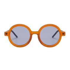 It's a fact: sunshine and Ice Cream were made for each other. Add this fun frame to your wardrobe to wear on your next sunny day adventure — featuring a full-rim plastic construction, bright face front, and cute round shape.Frame Shape: RoundFrame Color: OrangeFrame Material: PCLens Color: GreyLens Material: PCRim Type: Full RimLens Width: 60 mmBridge Width: 23 mmTemple Length: 150 mmFrame Width: 150 mmLens Height: 59 mmWeight: 30.9 gUV Protection: UV400Spring Hinge: No Adjustable Round Frame Sunglasses For Beach, Adjustable Retro Sunglasses For The Beach, Casual Round Sunglasses For Beach, Casual Round Sunglasses For Outdoors, Trendy Round Frame Sunglasses For Beach, Casual Plastic Round Frame Sunglasses, Trendy Round Frame Sunglasses For The Beach, Playful Orange Plastic Sunglasses, Retro Plastic Sunglasses For Outdoor