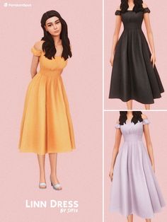 three different dresses for the female character from disney's pocahonna princess