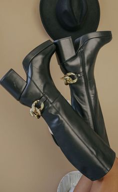 Chunky Leather Boots, No Love Lost, Love Lost, Chunky Gold Chain, No Love, Rounded Square, Chunky Block Heels, Lost Love, Leather Boot