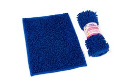 a blue microfill towel and cleaning cloth