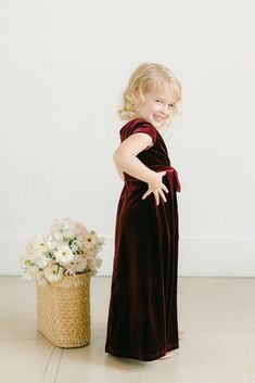 Our Kids Harper Velvet dress is a nod to our adult faux wrap dress so your little one can now match the bridal party! Kids Harper features angelic sleeves, a pleated bodice, and an asymmetrical bow tied at the waist for that perfect amount of girly flare! Model Demi; Size: 3T / Length: Regular, Age: 3, Height: 3'0 (measurements from 2021) FEATURES: A-line silhouette Surplice neckline Short sleeves Back zipper Full-length double lining for extra coverage Wedding Parties Colors, Bridesmaid Dress Colors, Surplice Neckline, Pleated Bodice, Colorful Party, Faux Wrap Dress, Color Swatches, Age 3, Fabric Samples