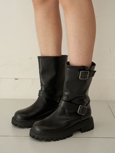 Editor's NoteSPUR's shoes are unique and timeless for everyday wear.- Round shaped toe boots- Unique mood two buckles on the side- Thick outsole used- Comfortable to wearMeasurements(in.)- Size: KR 230MM ~ KR 250MM (US 6 - 8)- Heel Height: 1.97 in.*Fits true to the size. Composition & Care- Synthetic Leather- Avoid direct heat and moisture- Professional cleaning is recommendedDesigner- by SPUR Winter High Ankle Martin Boots With Buckle Closure, Fall Moto Boots With Buckle Closure And Square Toe, Winter Mid-calf Boots With Buckle Closure And High Ankle, High-top Winter Boots With Buckle Closure, Winter Platform Boots With Buckle Closure And Closed Toe, Winter High-top Boots With Buckle Closure, Winter Boots With Buckle Closure And Closed Toe, Winter Boots With Buckle Closure, Winter High-top Martin Boots With Buckle