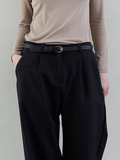 Composition : 79% Polyester 16% Rayon 5% SpanCountry of Origin : CHINA Black Straight Leg Bottoms With Belt, Chic Black Semi-formal Pants, Black Wide-leg Bottoms With Belt, Black Wide Leg Bottoms With Belt, Black Straight Leg Pants With Belt, Casual Workwear Pants With Belt, Black High Waist Semi-formal Bottoms, Semi-formal High Waist Black Bottoms, High Waist Black Bottoms For Semi-formal Occasion