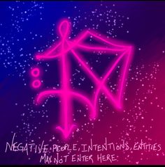 a neon pink and blue background with the words negative people, intents, entitutes, may not enter here