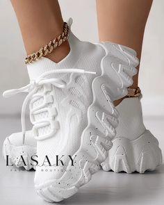 Lasaky - Premium Colorblock Lace-up Performance Running Sneakers Round Toe Sneakers, Sneakers Patterns, Round Toe Heels, Summer Beach Wear, Slingback Sandal, Running Sneakers, Active Lifestyle, Sneakers White, Low Heels