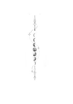 a drawing of the moon and stars hanging from it's side, on a white background