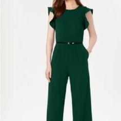 Brand New Calvin Klein Green Jumpsuit Size 4 With Tulip Sleeves. Green Fitted Jumpsuits And Rompers For Work, Fitted Green Jumpsuits And Rompers For Work, Green Formal Jumpsuits And Rompers, Calvin Klein Jumpsuits And Rompers For Workwear, Chic Calvin Klein Jumpsuits And Rompers For Summer, Calvin Klein Summer Workwear Jumpsuits And Rompers, Calvin Klein Summer Jumpsuits And Rompers For Work, Calvin Klein Fitted Jumpsuits And Rompers For Work, Calvin Klein Fitted Workwear Jumpsuits And Rompers