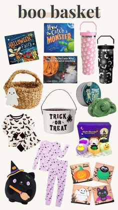 the ultimate halloween boo - basket for kids is on display in front of a white background