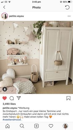 an instagram page for a baby's room