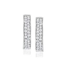 Ross-Simons - 1.00 ct. t. w. Diamond Hoop Earrings in 14kt White Gold. 5/8". Brimming with superb sparkle, these classically beautiful hoop earrings cast quite a glow with 1.00 ct. t. w. round brilliant-cut diamonds set in pristine 14kt white gold. A timeless pair you'll treasure for decades! Hanging length is 5/8". Hinged post, diamond hoop earrings. Diamond birthstones are the perfect gift for April birthdays. Classic White Huggie Earrings For Anniversary, Anniversary Channel Set Diamond Earrings, Classic Formal Diamond Huggie Earrings, Classic Sparkling Diamond Earrings For Formal Occasions, Classic Huggie Earrings With Diamond Accents For Formal Events, Classic Huggie Earrings With Diamond Accents For Formal Occasions, Classic White Huggie Earrings With Diamond Accents, Classic Diamond Earrings With Channel Set, Classic Sparkling Diamond Earrings For Anniversary